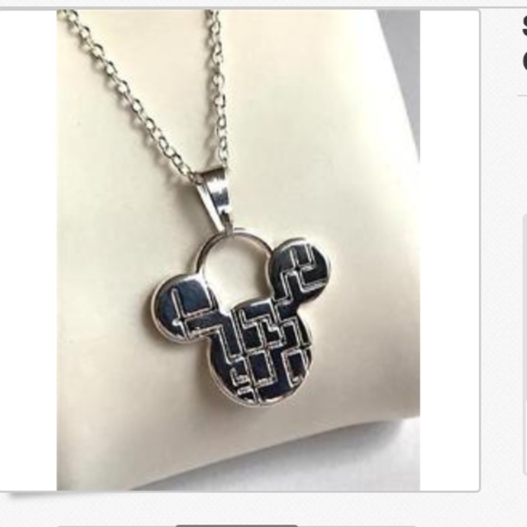 Silver Mickey Mouse Ears Necklace Disney 18” 1928 Vintage Disneyland Plated - Picture 3 of 8